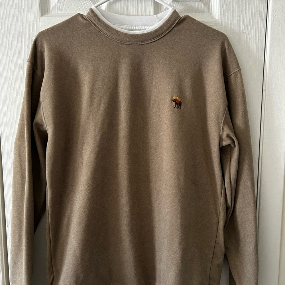 Men's Brown modern crew neckline  shirt long sleeve.
